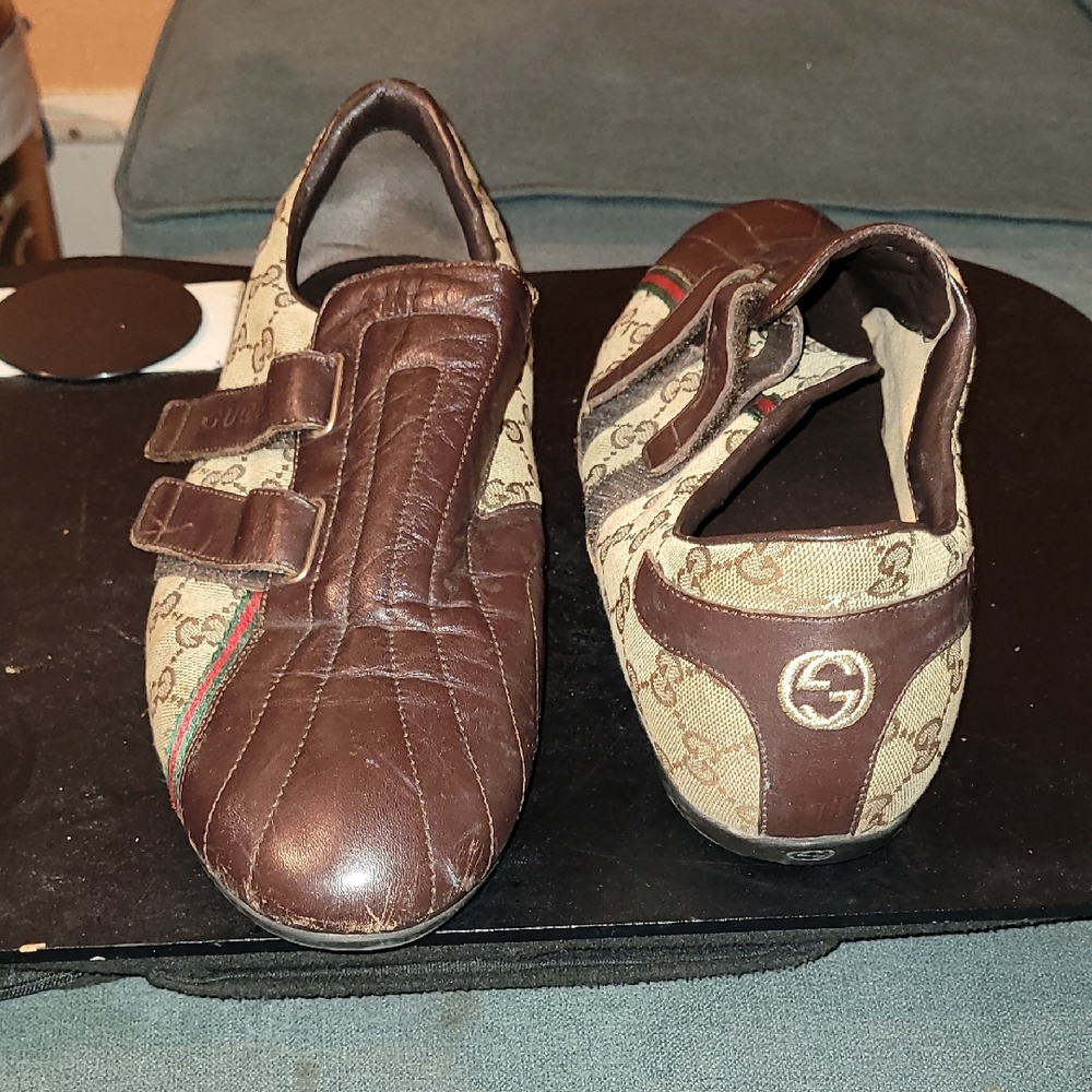 Gucci Brown and Beige Velcro Sneakers
